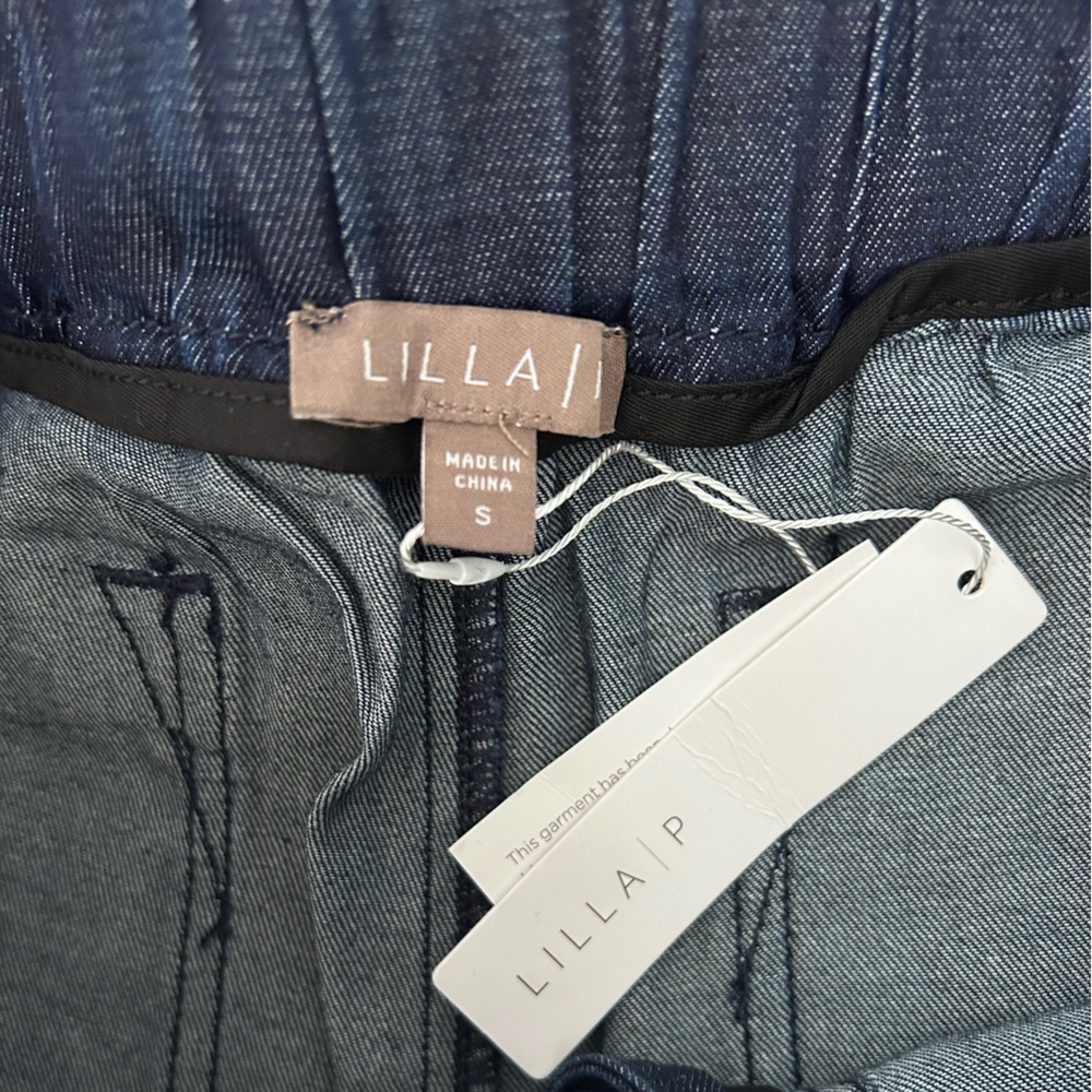 NWT Lilla P Size Small Dark Blue Denim Tie-Waist Women’s Pants - Picture 5 of 14